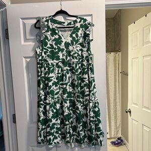 Green and White Floral Dress